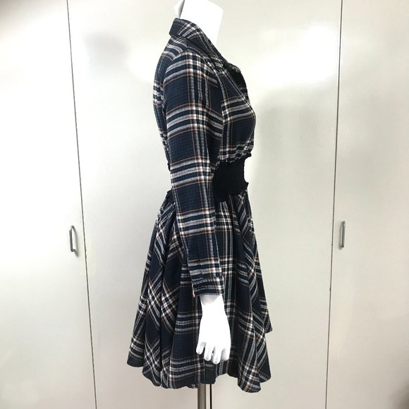 NWT Kayla Paris Smock Waist Plaid Dress - Picture 3 of 12